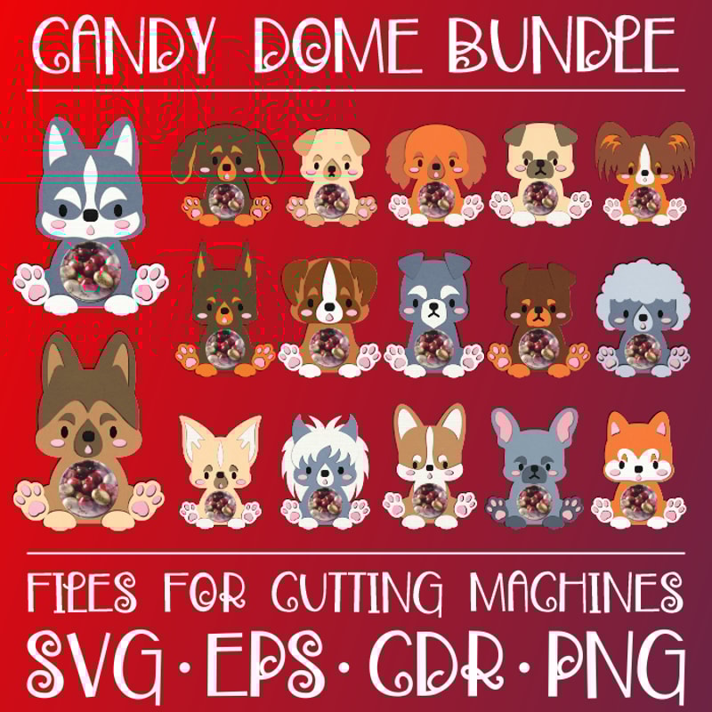 Cute Puppies Candy Dome Bundle Paper Craft Templates 0