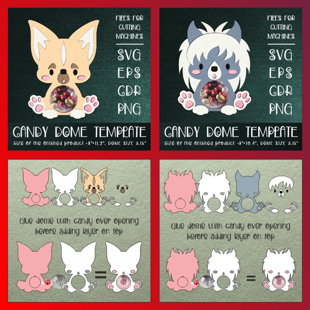 Cute Puppies Candy Dome Bundle Paper Craft Templates 1