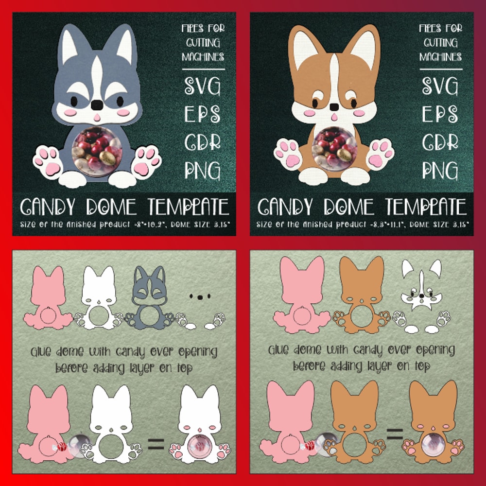 Cute Puppies Candy Dome Bundle Paper Craft Templates 2