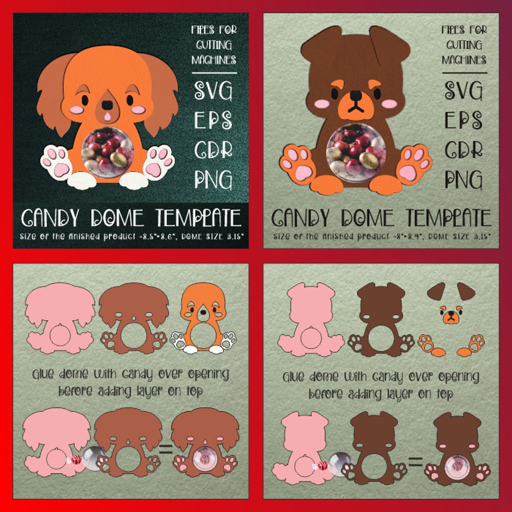 Cute Puppies Candy Dome Bundle Paper Craft Templates 4