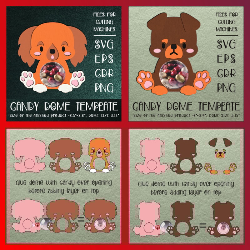 Cute Puppies Candy Dome Bundle Paper Craft Templates 4