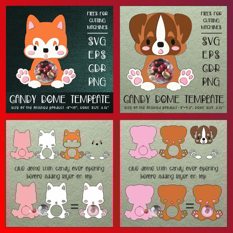 Cute Puppies Candy Dome Bundle Paper Craft Templates 5