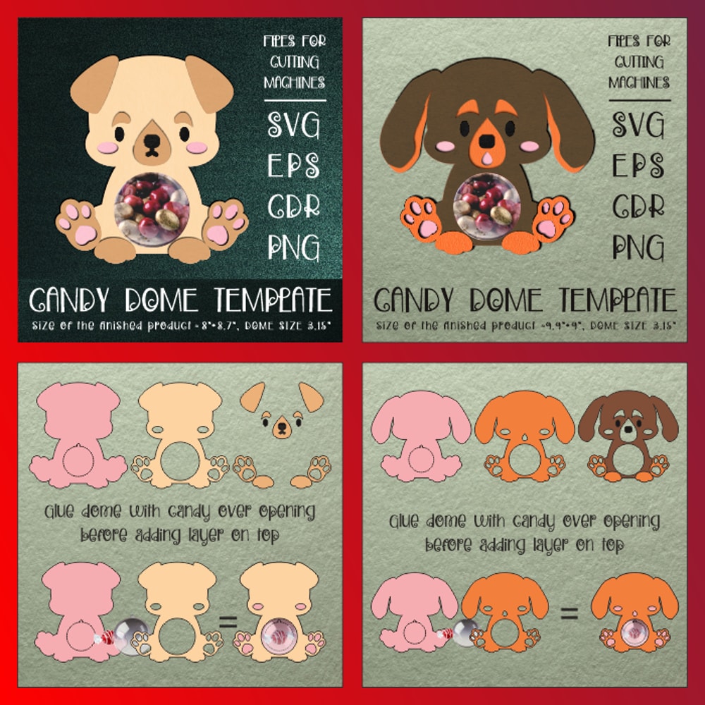 Cute Puppies Candy Dome Bundle Paper Craft Templates 6