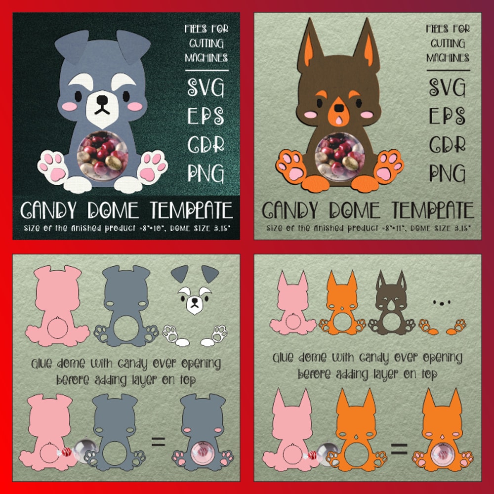 Cute Puppies Candy Dome Bundle Paper Craft Templates 7
