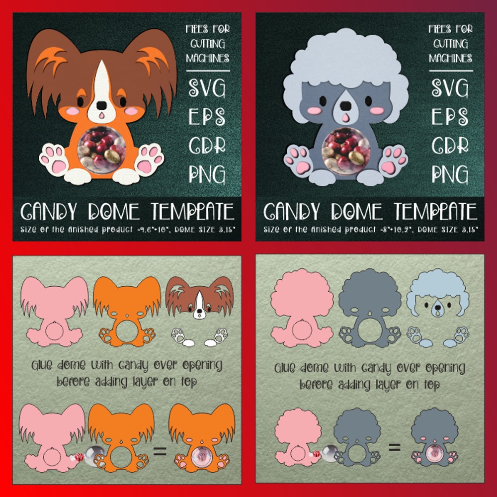Cute Puppies Candy Dome Bundle Paper Craft Templates 8