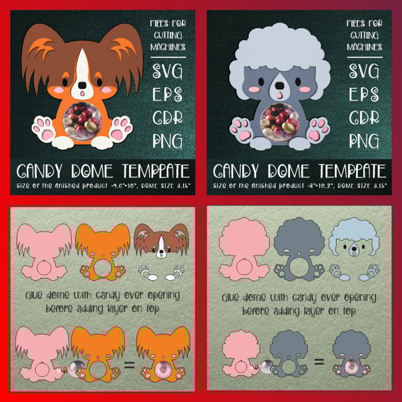 Cute Puppies Candy Dome Bundle Paper Craft Templates 8