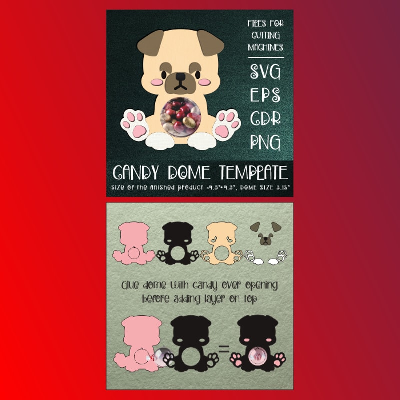 Cute Puppies Candy Dome Bundle Paper Craft Templates 9