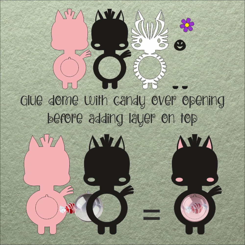 Baby Zebra Candy Dome TemplateSucker Holder 1