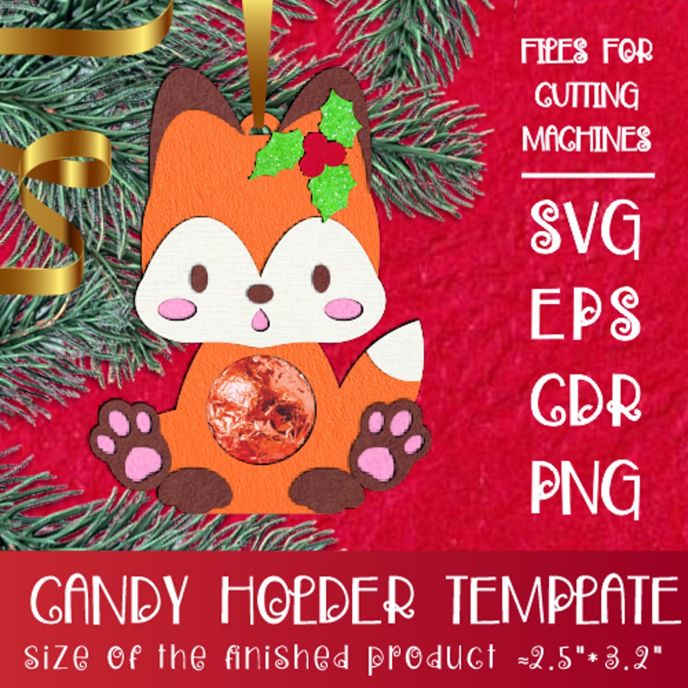 Baby Fox Christmas Candy Holder Template 0