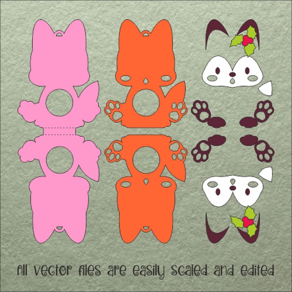 Baby Fox Christmas Candy Holder Template 2