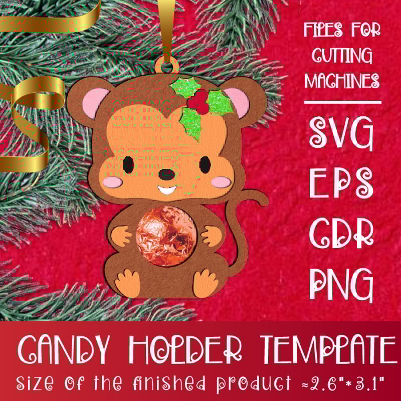 Baby Monkey Christmas Candy Holder Template 0