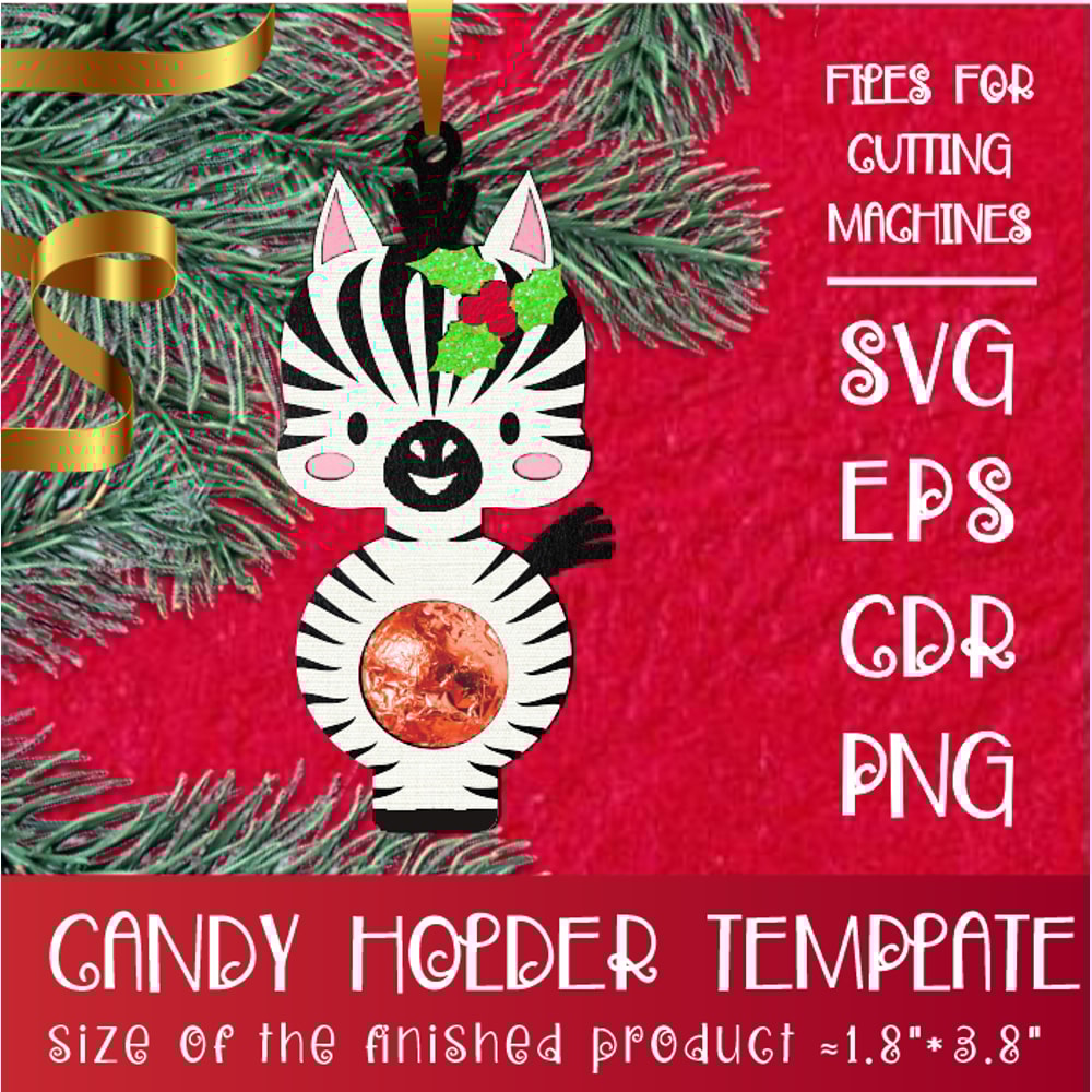 Baby Zebra Christmas Candy Holder Template 0