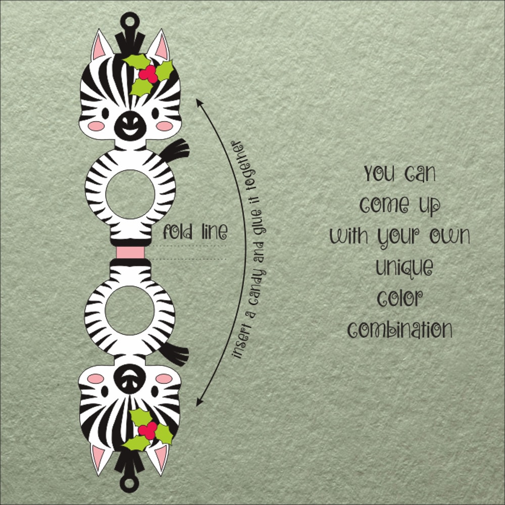 Baby Zebra Christmas Candy Holder Template 1