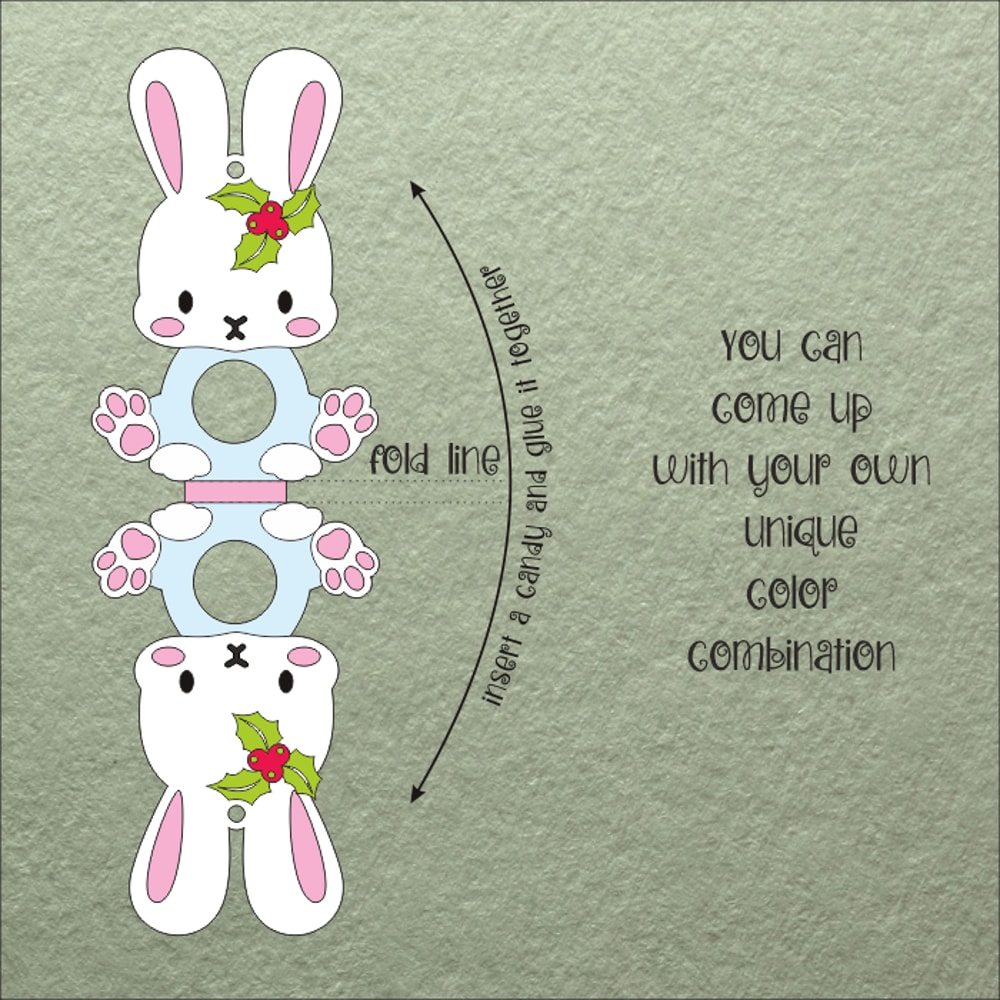 Baby Bunny Christmas Candy Holder Template 1