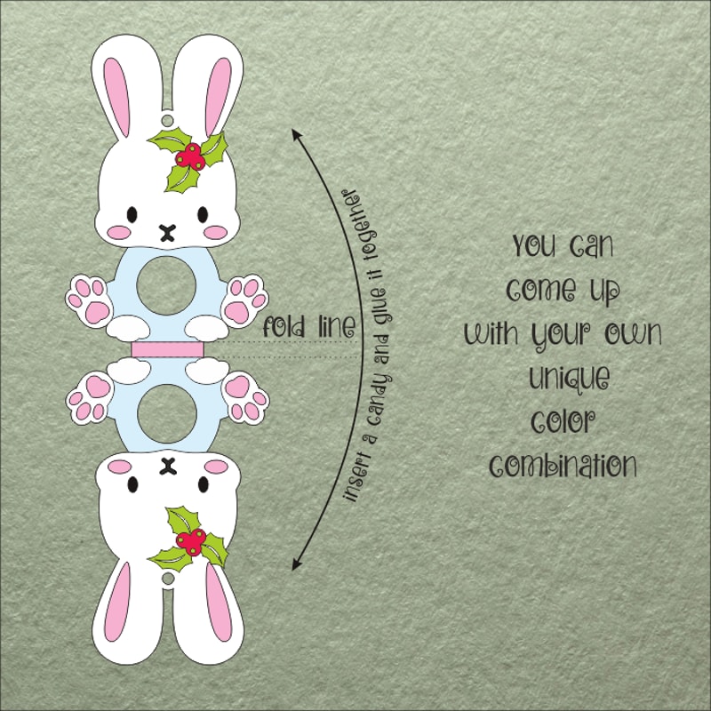 Baby Bunny Christmas Candy Holder Template 1