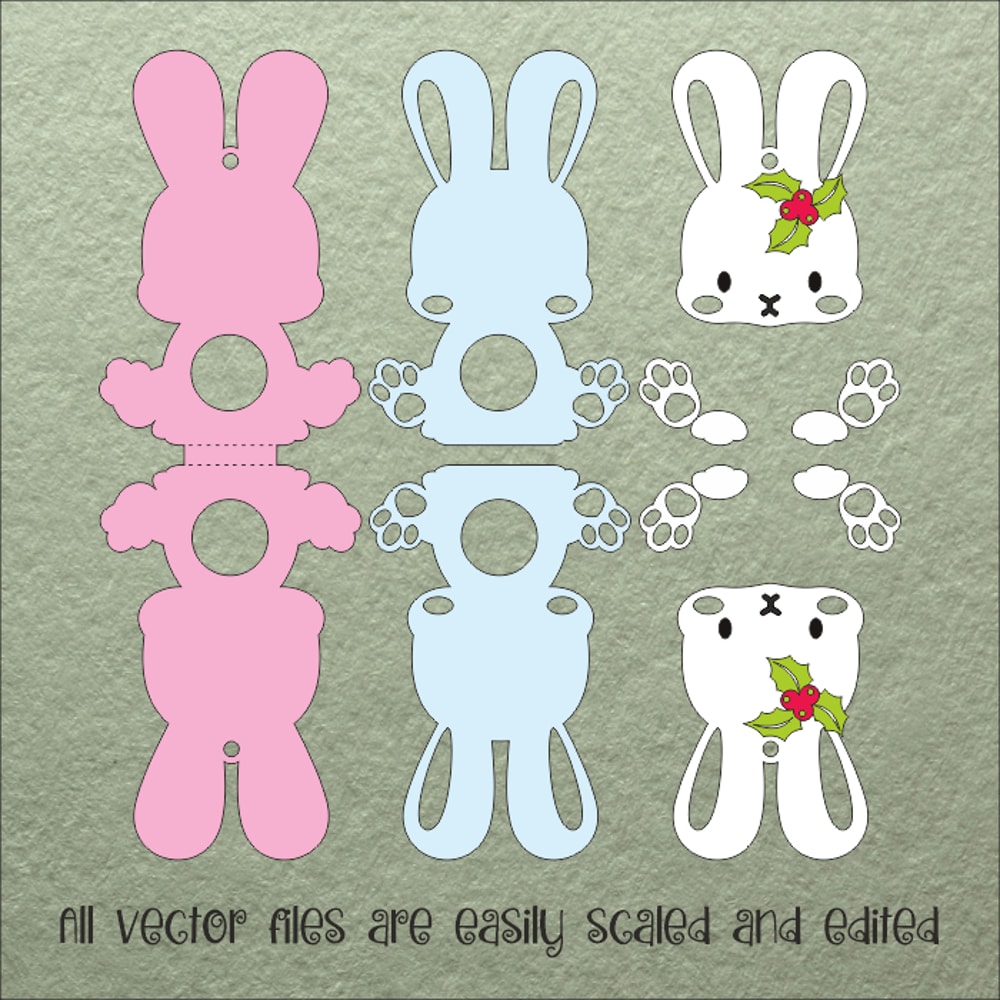Baby Bunny Christmas Candy Holder Template 2