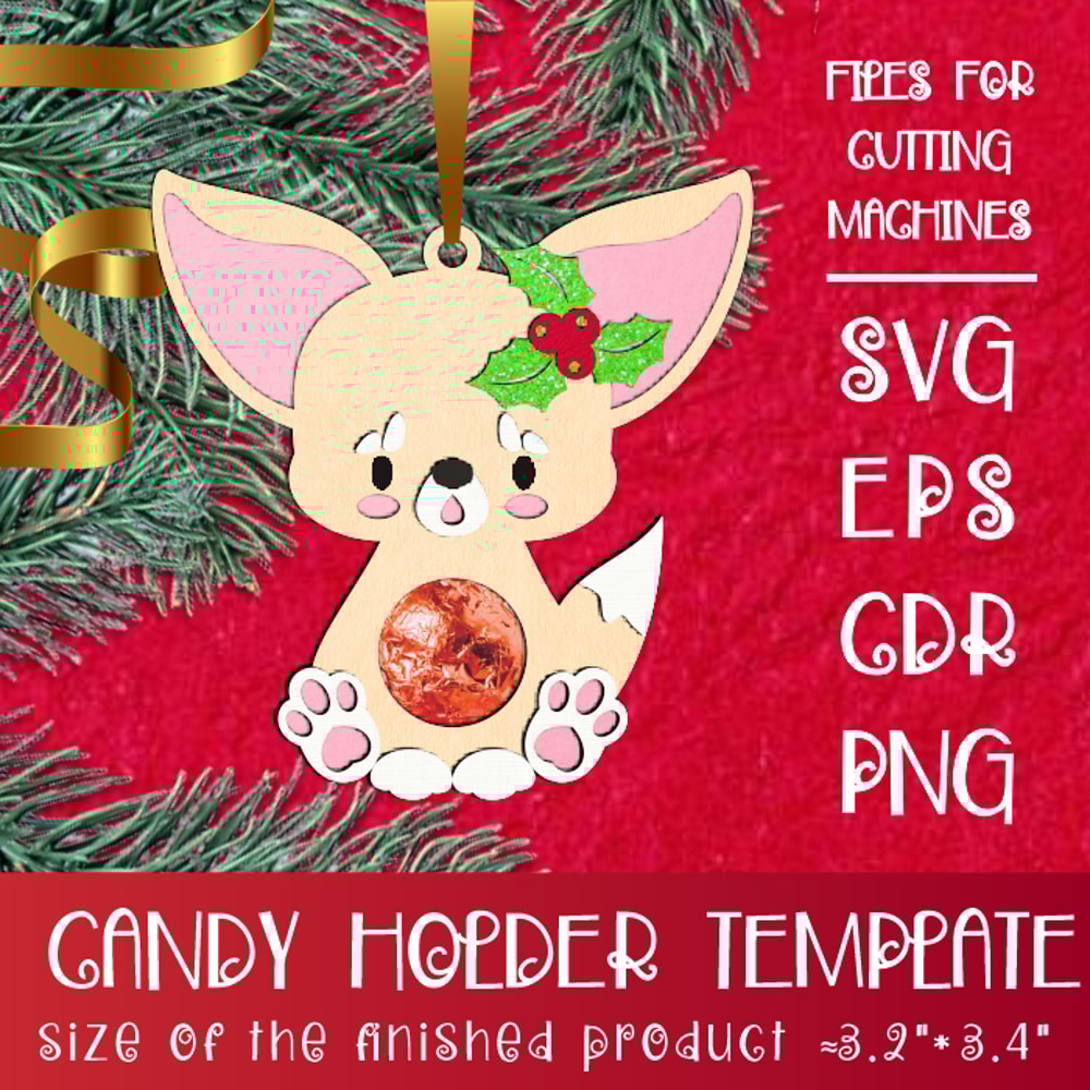 Fennec Fox Christmas Candy Holder Template 0