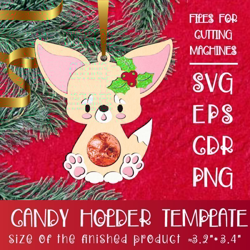 Fennec Fox Christmas Candy Holder Template 0