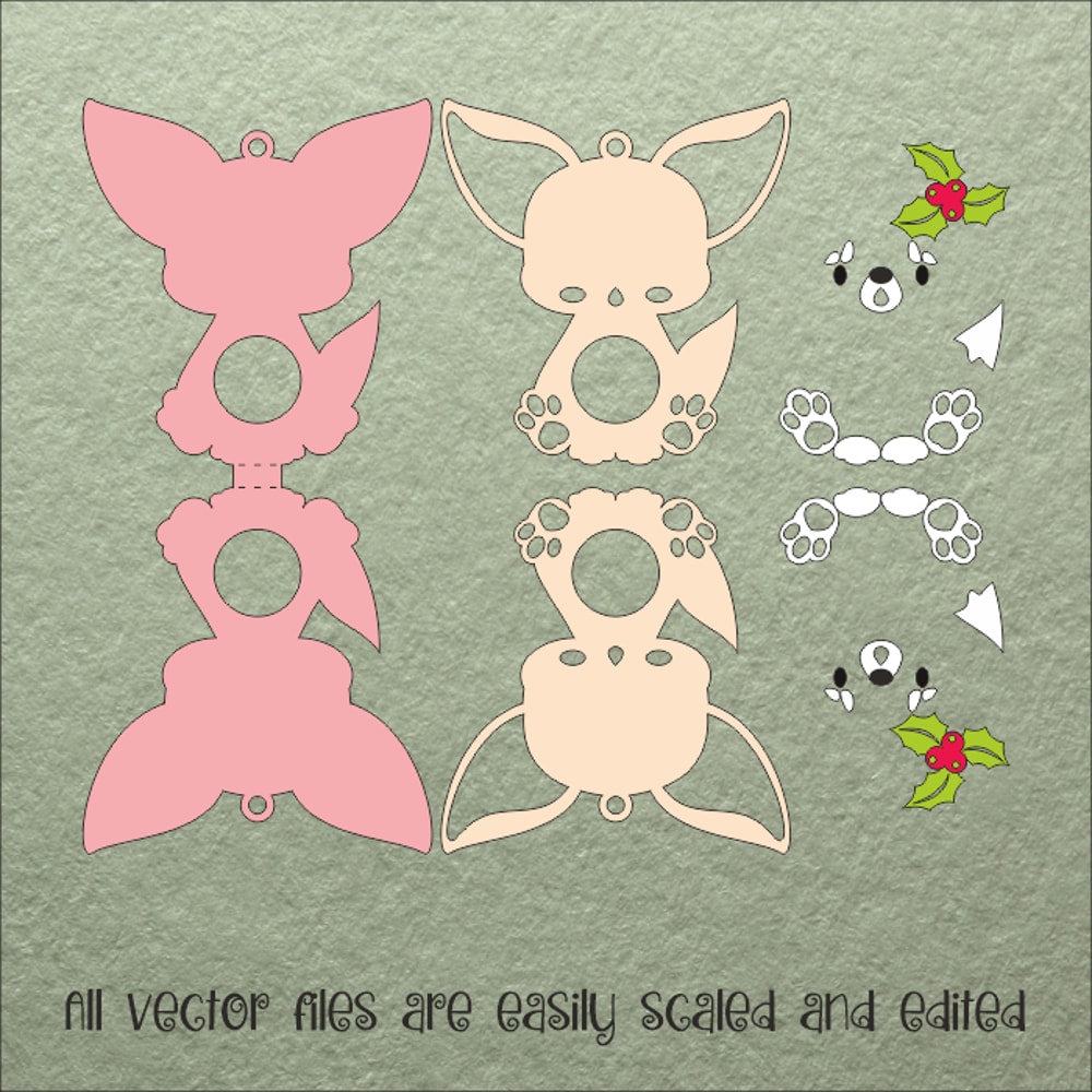 Fennec Fox Christmas Candy Holder Template 2