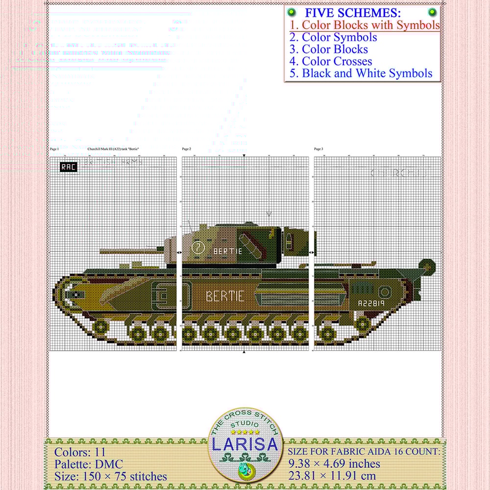 Bertie Tank Cross Stitch Pattern