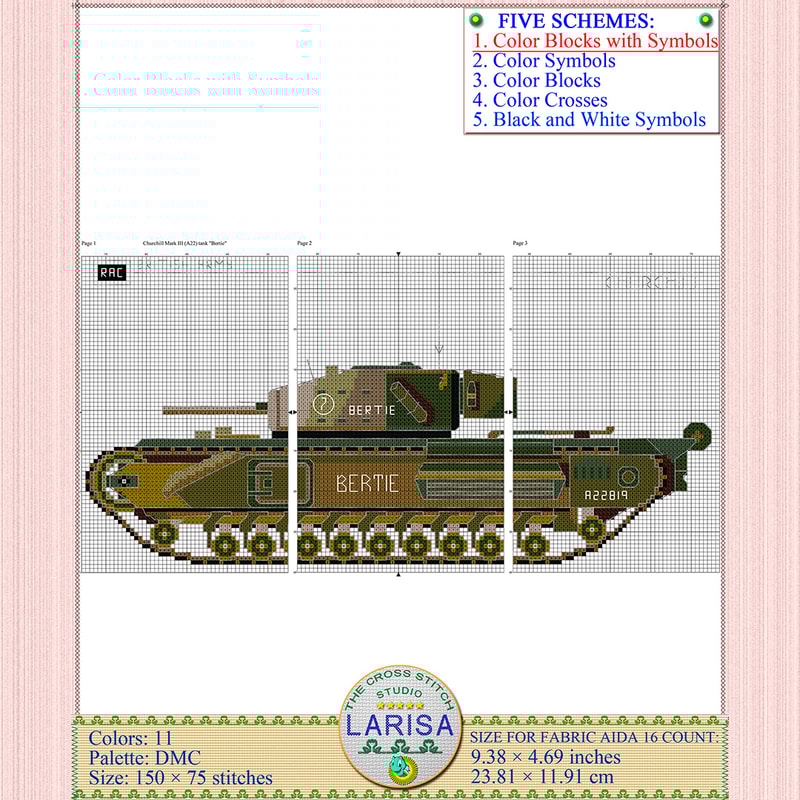 Bertie Tank Cross Stitch Pattern