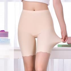 seamless safety short pants for women, ice silk anti-chafing plus size under skirt boxers