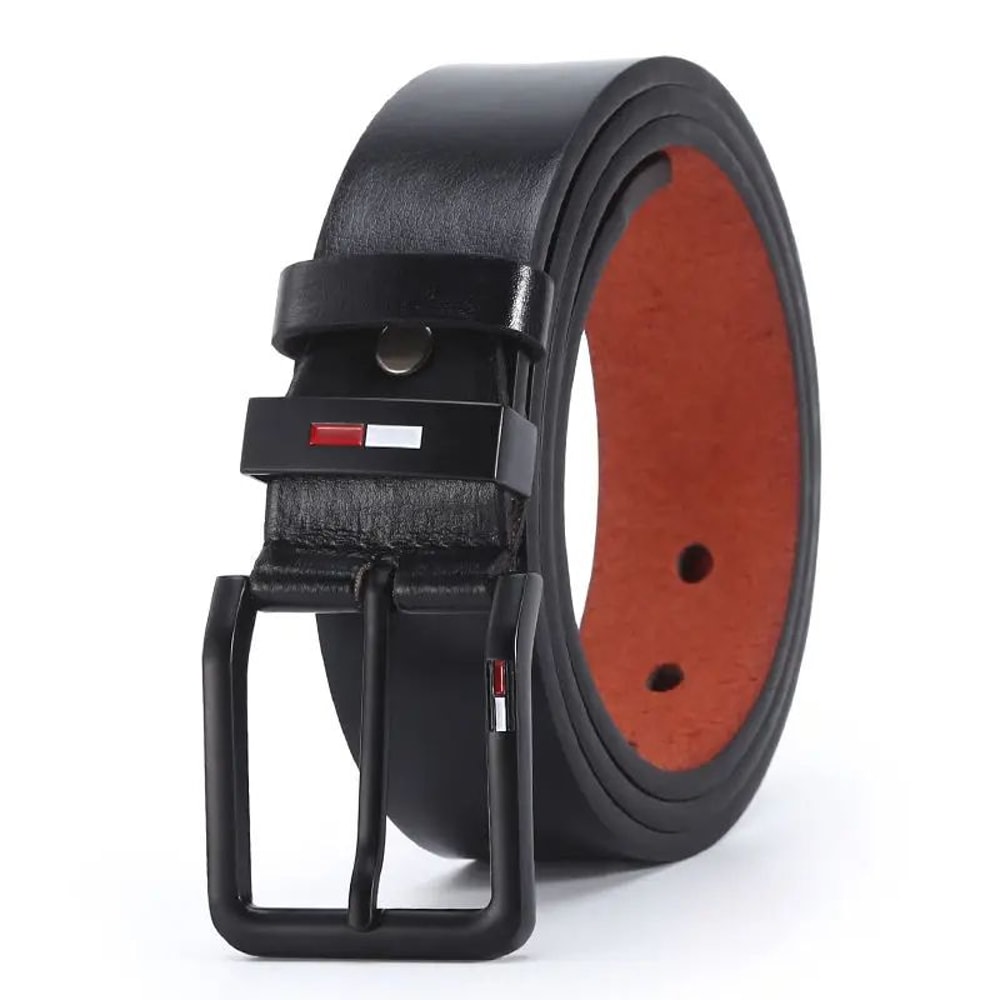 Mens PU Leather Belt with Alloy Pin Square Buckle Business Leisure WaistBelts for Men