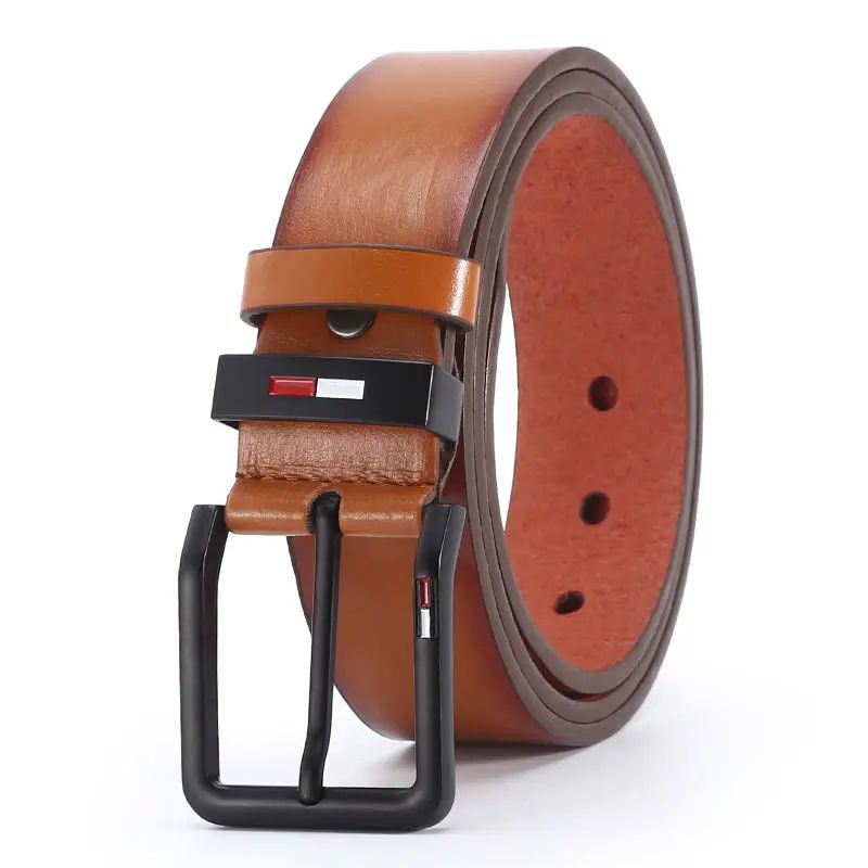 Mens PU Leather Belt with Alloy Pin Square Buckle Business Leisure WaistBelts for Men
