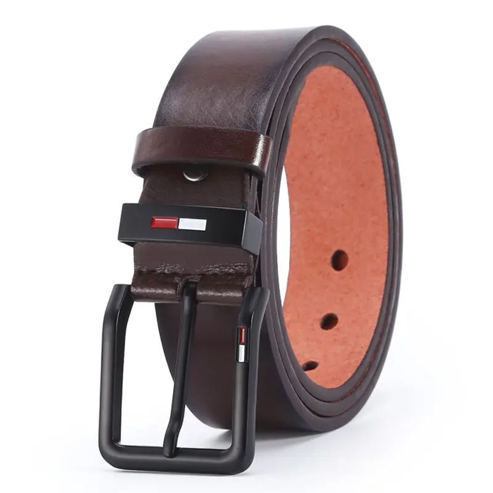 Mens PU Leather Belt with Alloy Pin Square Buckle Business Leisure WaistBelts for Men