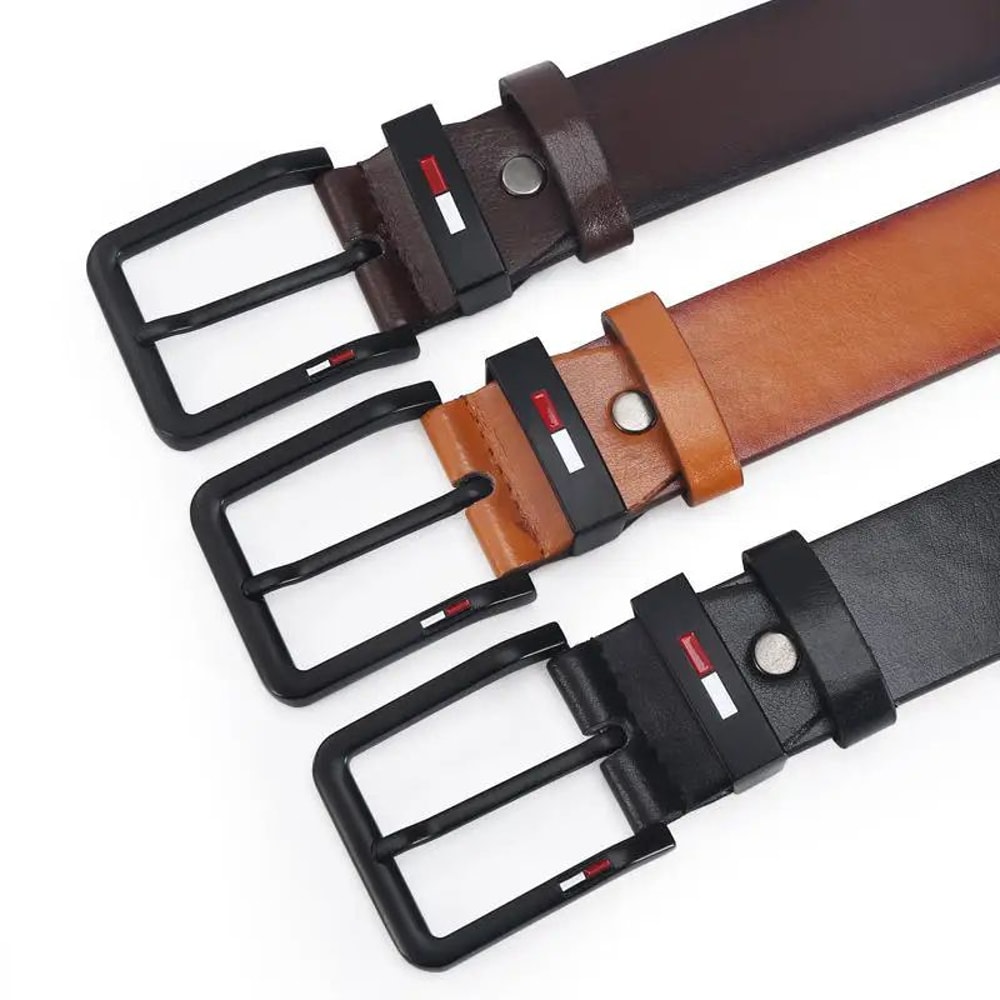 Mens PU Leather Belt with Alloy Pin Square Buckle Business Leisure WaistBelts for Men