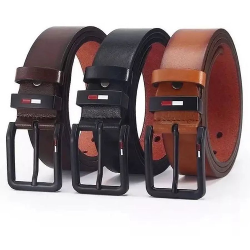 Mens PU Leather Belt with Alloy Pin Square Buckle Business Leisure WaistBelts for Men
