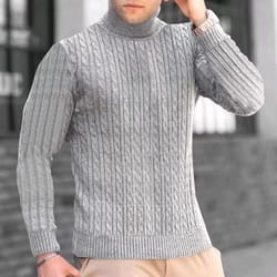 new mens high neck sweater, solid color knitted pullover | warm woolen turtleneck for winter & casual wear