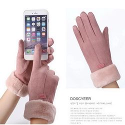 fashion warm suede outdoor guantes, lady touchscreen driving gloves for sports and cycling