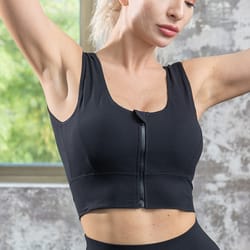 high strength sports bra womens shock proof underwear, anti sagging front zipper running yoga vest fitness wear