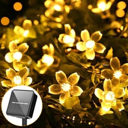cherry blossom 5m 20led solar string lights, outdoor waterproof lamp, battery operated garden party christmas decor