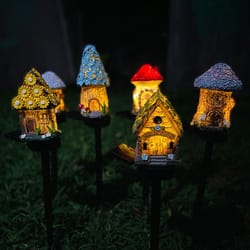 solar garden landscape light mushroom house, outdoor waterproof ground light, new cartoon anime resin decoration