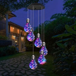 6led bulb wind chime solar light, outdoor garden decor wind chime, party decoration, balcony lights, holiday gift idea