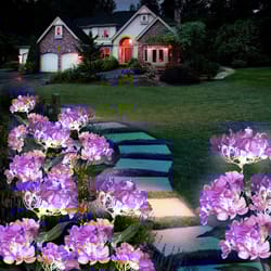 solar powered lawn lanterns, 1pc hydrangea garden lights, outdoor landscape lanterns, decorative rose lamp
