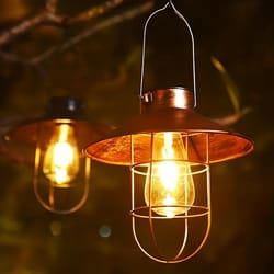 solar iron chandelier outdoor lawn lamp, courtyard garden decoration, solar landscape hanging light