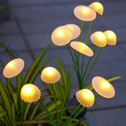 outdoor courtyard landscape atmosphere lamp, solar powered 6 headed jellyfish mushroom light, garden decoration lamp