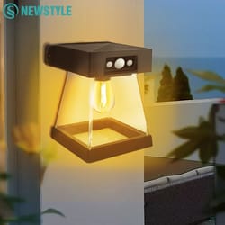 motion sensor solar porch lights, outdoor wall lanterns light 3 lighting modes, waterproof gate light for yard patio