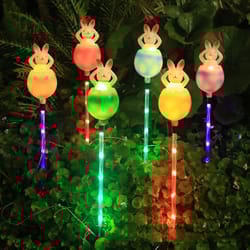 lovely rabbit solar lights outdoor garden decor waterproof holiday christmas led fairy lights 6pcs home decorations