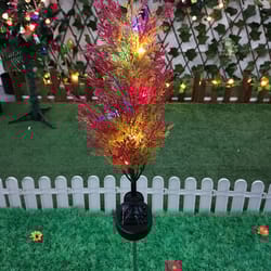 christmas cypress solar pine lights, waterproof garden stake light, outdoor decor floral ambiance lighting