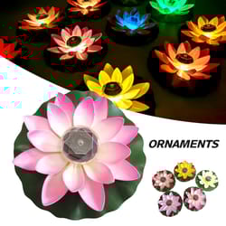 solar powered artificial floating lotus night lights, led garden pool lantern, energy saving lamp for pond fountain