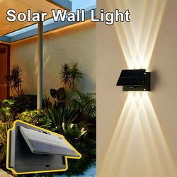 waterproof outdoor solar wall light led solar spotlight, warm white light for garden, yard, patio, garage, fence