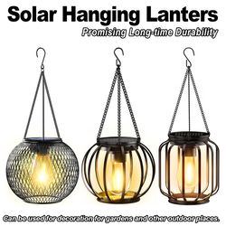 outdoor solar lantern led light daylight sensor, waterproof garden lamps 3000k landscape iron art hanging chain decor