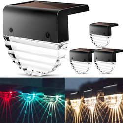 waterproof solar deck lights for fence stairs railing step, outdoor patio yard pathway lights