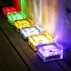 solar brick ice cube light outdoor waterproof led sunlight garden yard pathway step party christmas landscape lamp