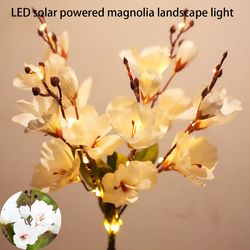 outdoor waterproof solar powered magnolia lights, christmas garden decoration, led holiday landscape pathway lights