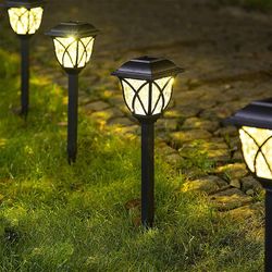 2pcs led solar pathway lights outdoor, solar garden lamp for walkway, yard, lawn, driveway lighting